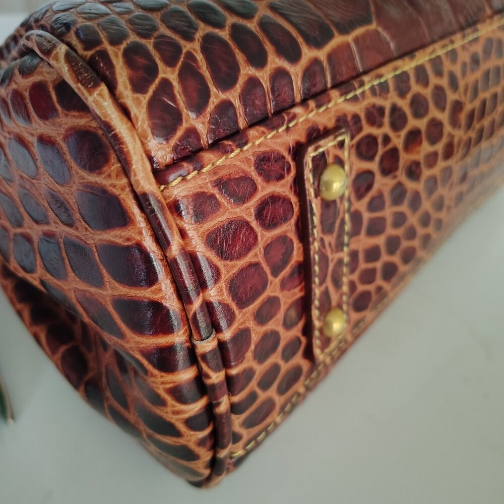 Dooney and Bourke Florentine Collection Satchel - Brown Leather Alligator Print - Picture 4 of 10